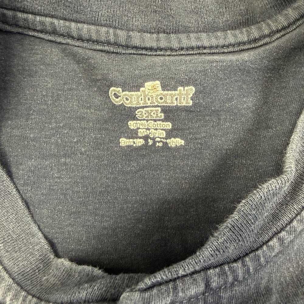 Carhartt Blue Loose Fit Short Sleeve Henley T-Shirt Pocket Size 3XL - Picture 3 of 4